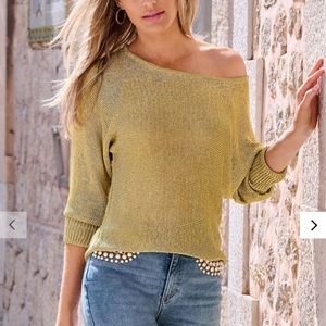 NEW WITH TAGS! Boston Proper gold metallic sweater.